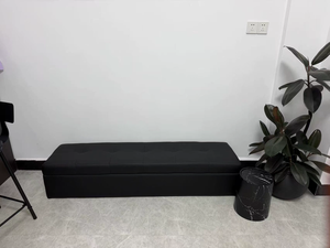 Banco Otomano Moderno con Espacio de Almacenamiento, Tapizado en Cuero PU Negro, Asiento de Sofá con Múltiples Espacios de Almacenamiento para Salón o Tienda - Product Image 2