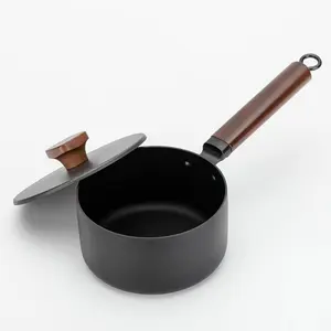 Amazon Bestseller Mini Gesunde Keramik Antihaft-Topf Topf Holz Inspirierter Griff Geschirrs püler Sicher Schwarz zum Kochen