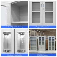 Meuble de rangement moderne de haute qualité à portes vitrées, en fer et métal, pour bureau, armoire de classement en acier