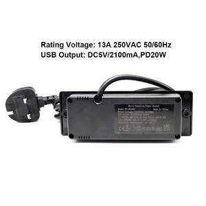 Soket Daya sakelar Rocker 2-Outlet 13A, pemutus sirkuit furnitur tersembunyi pasang di permukaan meja dibuat standar - Product Image 4