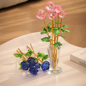 Adorno de Cristal en Forma de Rosa, 6 Piezas, Diseño Floral Octagonal, Decoración de Escritorio, Regalo para el Día de San Valentín - Product Image 2