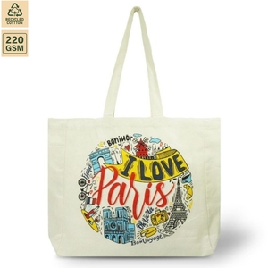 Bolsa de Compras de Algodón Estampada con Diseño de I Love Paris, Reutilizable y Ecológica, con Asas Resistentes para Compras, Viajes y Uso Diario - Product Image 3