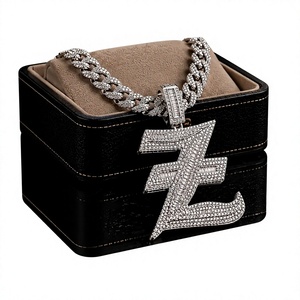 Collier avec pendentif lettre Z en argent 925, charme en moissanite, chaîne pavée, bijoux unisexe, cadeau hip hop - Product Image 1