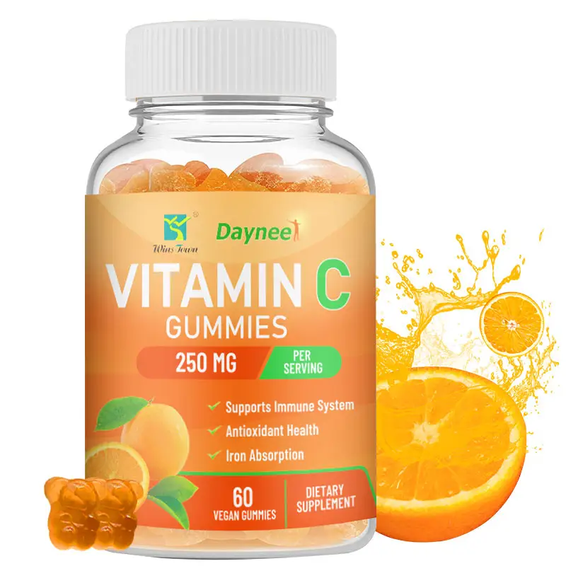 Winstown Vitamin C Gummies OEM cilt saç büyüme diyet takviyesi şeker pektin şeker sağlık takviyeleri Orange vitamin C