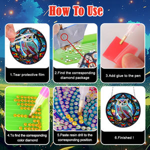 1PC DIY Acrylic Colorful <strong>Owl</strong> Diamond Painting Pendant Special Shape Drill Diamond Painting Hanging Wall <strong>Ornament</strong> - Product Image 4