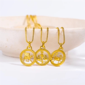 Prêt à expédier - Collier en acier inoxydable plaqué or 18 carats avec pendentif signe astrologique, bijou personnalisé pour femme - Product Image 2