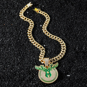 Hot Selling Personalization Popular Design Shine Alloy Deer <b>Head</b> Pendant Necklace Hiphop <b>Style</b> Men's Necklace Wholesale Jewelry - Product Image 3