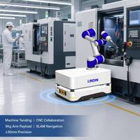 Robot manipulateur mobile personnalisé, bras cobot 5 kg, navigation Lidar SLAM, précision de positionnement de 30 mm pour l'entretien des machines CNC