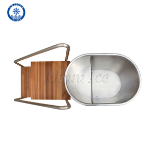 OMNI yüksek kalite özel Modern Oval soğuk dalma küvet kırmızı sedir ahşap çevre dostu açık paslanmaz çelik buz küvet - Product Image 5