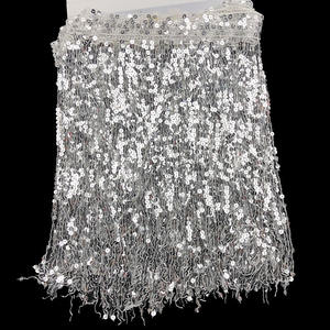 Accesorio de ropa 15cm 30CM 40cm Lentejuelas brillantes Borla Flecos Recorte de encaje de lentejuelas para decoración de vestidos - Product Image 1