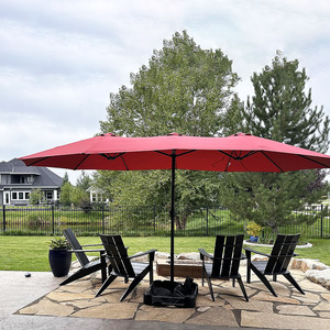 Sombrilla <span class=keywords><strong>de</strong></span> Patio Extra Grande <span class=keywords><strong>de</strong></span> Doble Cara Roja Personalizada <span class=keywords><strong>de</strong></span> 15 pies con Base - Product Image 4