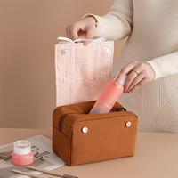 Trousse de Maquillage Mignonne Grande Capacité Portable Motif Nœud Dopamine Sac de Rangement Ouvert en Nylon Cadeau Amusant