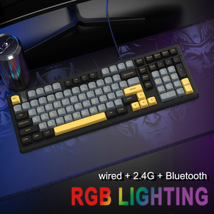 Bán buôn PBT ba màu tri-chế độ 101 phím màu xanh lá cây chuyển đổi Hotswap Bàn Phím Cơ khí Bàn phím chơi game không thấm nước với RGB chiếu sáng - Product Image 4