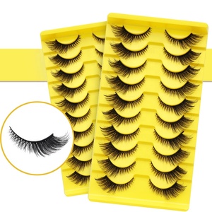 Ciglia Finte in Pelliccia Sintetica Morbida, Spesse, Stile Occhio di Gatto, Inclinato, Stile Europeo Americano, con Fascia in Cotone Plastico, 10 Paia Abbinate - Product Image 3