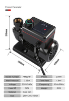 Pompa Booster Tekanan Listrik PMZD-61 0.5HP Auto Restart untuk Pasokan Air Rumah dan Kebun 35m Head Booster Water Pump