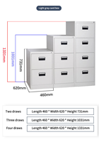 Armoire de classement moderne en acier à 3 tiroirs, écologique, gain de place, détachable, avec serrure à clé pour le bureau et l'école