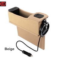 Haute qualité en cuir PU voiture Console organisateur boîte de rangement tasse support pour téléphone USB chargeur côté Gap Filler-pour accessoires intérieurs