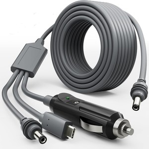 Câble de chargeur de voiture 3 en 1, câble de données type C, cordon d'alimentation CC 12V 24V, prise allume-cigare pour voitures, camping-cars, camions - Product Image 1