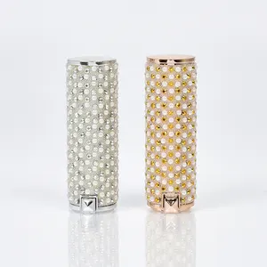 Luxury Shiny Gold Silver Round Empty Lipstick Container Lip Blam Tube Lipstick Tube