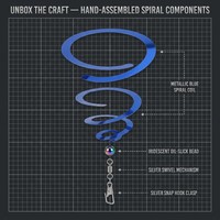 Tête de rechange pour baguette à chat en spirale bleu métallisé, bobine réfléchissante irisée, pivotant à 360°, avec attache rapide pour le jeu