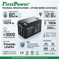 Batería de Plomo-Ácido Sellada sin Mantenimiento FirstPower LFP1280 de 12 Voltios y 80 Ah para Gabinete de Comunicaciones, Sistema de Alimentación Ininterrumpida (UPS) y Energía de Respaldo