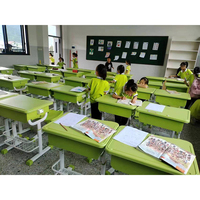 Ensemble de chaise et de bureau d'écolier réglables en hauteur, en MDF écologique, tube en acier de 50 mm, pour les classes de primaire, de collège et de lycée