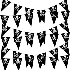PAFU decorazioni per feste pirata bandiera bandiera pirata ghirlanda compleanno Jolly Roger nave triangolo stendant stamina decorazione - Product Image 1