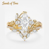 Bagues de fiançailles artisanales personnalisées en argent 925 torsadé avec moissanite marquise, plaquées or jaune 18 carats, romantiques et raffinées pour mariée