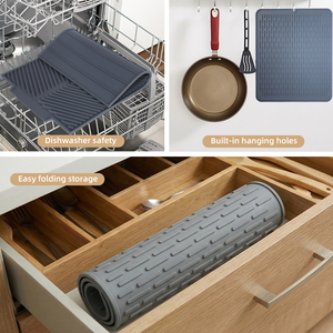 Foldable Bathroom <b>Silicone</b> Kitchen Sink <b>Drain</b> <b>Mats</b> Pad Large Anti Slip <b>Silicone</b> Dish Drying <b>Mat</b> With Drainage - Product Image 5