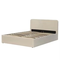 Lit de rangement rembourré de style français Design tufté double taille avec ascenseur à gaz Mélange de tissus en bois à prix d'usine