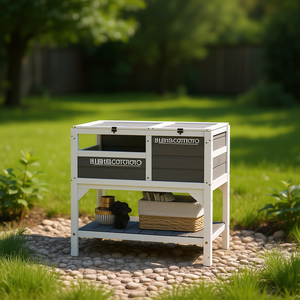 Hábitat para Animales Pequeños, Casa de Madera para Mascotas, Mueble Rectangular Moderno para Interiores, Jaula para Tortugas para Todas las Estaciones con Estante de Almacenamiento - Product Image 2