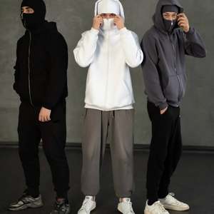 <span class=keywords><strong>2025</strong></span> 최신 디자인 사용자 정의 450gsm 지퍼 Balaclava 후디 하이 퀄리티 스트리트웨어 인쇄 일반 면 지퍼 닌자 후드 남자