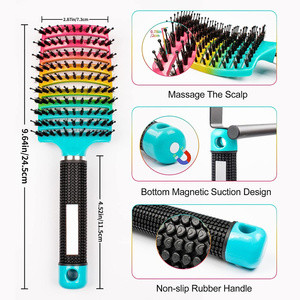 Brosse à cheveux démêlante antistatique grande taille en poils de sanglier ventilée et incurvée Wanmei pour cheveux secs ou mouillés - Product Image 4