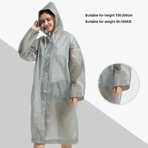 Portable EVA Waterproof Rain Poncho Reusable Rain Jacket Raincoat With Elastic Cuff