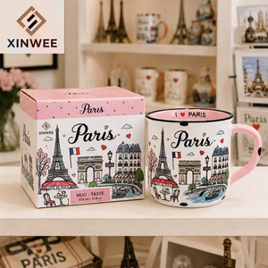 Mug à café en céramique souvenir de <span class=keywords><strong>Paris</strong></span>, France, motif tour de dessin animé mignon, design de créateur pour vaisselle en grès, personnalisable OEM ODM, vente en gros - Product Image 3