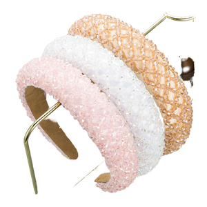 Diadema de lujo estilo barroco Q&Y con cuentas de cristal, acolchado grueso de esponja y trenzas de diamantes de imitación para mujer, ideal para fiestas. - Product Image 1