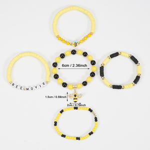 Ensemble de bracelets perlés sur le thème des abeilles avec pendentif de dessin animé pour enfants et filles, bijoux fantaisie, cadeau fabriqué en Chine - Product Image 3