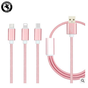 Téléphones mobiles universels 1m 2A 2.0 USB nylon tressé câble de chargeur multiple rapide <span class=keywords><strong>incassable</strong></span> 3 en 1 cordon de charge de téléphone - Product Image 2