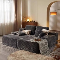 Canapé modulaire moderne surdimensionné en velours côtelé, compressé sous vide, sans structure, avec double chaise longue convertible, rembourré pour villa