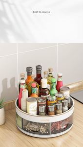 Easy-to-reach Plastic Double Tier Rotating <b>Kitchen</b> Spice <b>Storage</b> Organizer with Insect-proof Design for Home - Product Image 5