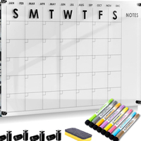 Calendrier en acrylique transparent effaçable à sec, tableau blanc, calendrier domestique, vente directe d'usine, personnalisable, best-seller