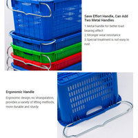 Caisse de transport en plastique à mailles, panier en plastique à poignées métalliques, panier pour la distribution d'aliments frais, caisse en plastique empilable avec poignée