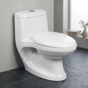 WC monobloc en céramique blanche avec réservoir encastré, double chasse, siphon en S, sanitaires modernes pour salle de bain extérieure - Product Image 4