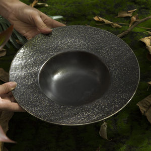 Ресторан отеля, 11 дюймов, реактивная черная зеленая белая глазурь, керамическая фарфоровая суповая паста, обеденная тарелка - Product Image 2