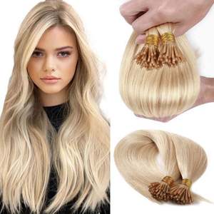 Extensiones de Cabello Remy Indio Ondulado Natural Súper Doble Trama Gris Plateado Amygirl, Cabello Virgen con Doble Trama a Máquina, Extensiones I-Tip - Product Image 1