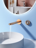 Robinet de lavabo en laiton avec cadran de montre tourbillon, finition or rose, mitigeur chaud/froid à bec haut pour hôtel, villa, salle de bain