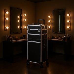 Chariot de Salon Qihui avec Roues Universelles, Grande Capacité, Noir, Valise de Rangement Professionnelle pour Maquillage et Beauté, Amovible - Product Image 2