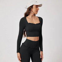 Kledingset met eigen logo, Y2K-mode, luxe, sneldrogend, elastisch kant, tops, broeken, yogakleding, lounge kleding, zacht, 2-delig set voor dames