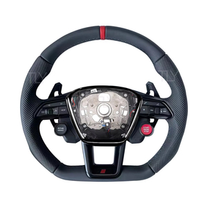 พวงมาลัยหุ้มหนังคาร์บอนไฟเบอร์สำหรับรถ <span class=keywords><strong>Audi</strong></span> C7 A5 B8 A7 A4 RS5 B9 RS6 RS7 <span class=keywords><strong>TT</strong></span> <span class=keywords><strong>MK2</strong></span> S5 RS3 8P S3 B9 - Product Image 2