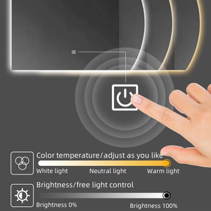 Superbe <span class=keywords><strong>Miroir</strong></span> Intelligent LED Demi-Lune Personnalisé pour Salle <span class=keywords><strong>de</strong></span> Bain, Mural, avec Éclairage Irrégulier pour Maquillage - Product Image 5